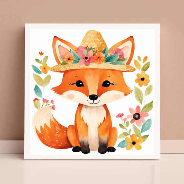 Floral Baby Fox Poster: Niedlich und Whimsical Poster (Von Creator hochgeladen)