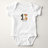 Floral Baby Fox Streifen Erstes Geburtstags-Shirt