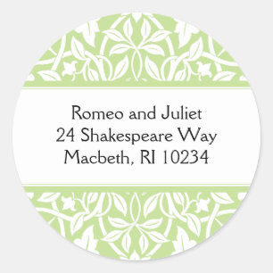 Floral Baby Girl Address Label - Baby Green Runder Aufkleber