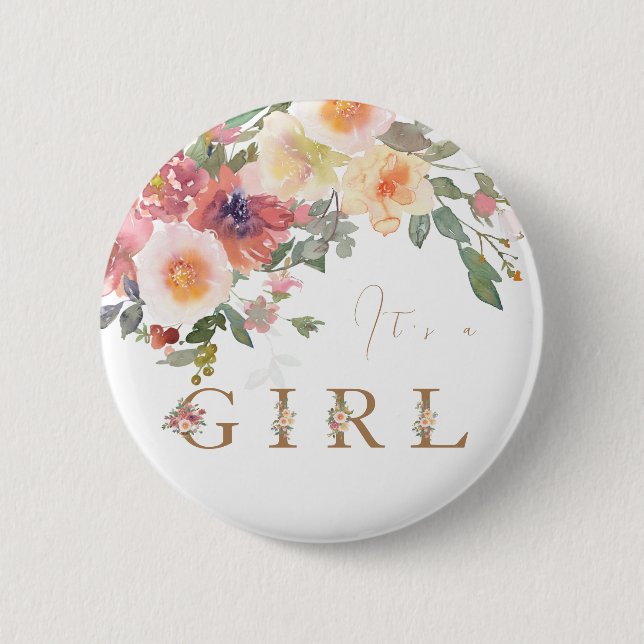 Floral Baby Girl Dusche Button (Vorderseite)