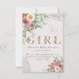 Floral Baby Girl Dusche Dankeskarte