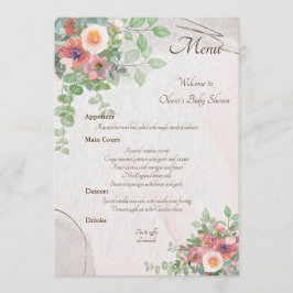 Floral Baby Girl Dusche Menükarte