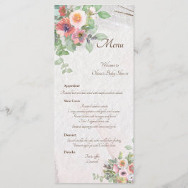 Floral Baby Girl Dusche Menükarte