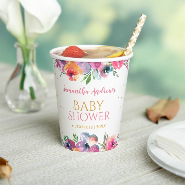 Floral Baby Girl Dusche Pappbecher (In Situ)