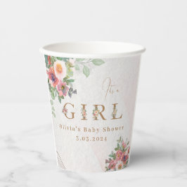 Floral Baby Girl Dusche Pappbecher
