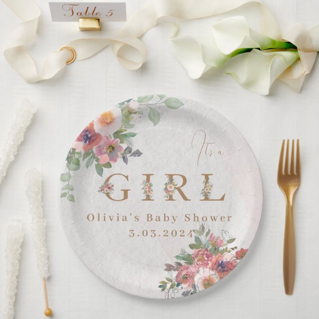 Floral Baby Girl Dusche Pappteller (Hochzeit)