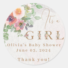 Floral Baby Girl Dusche Party Runder Aufkleber