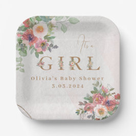 Floral Baby Girl Duschpapierplatte Pappteller