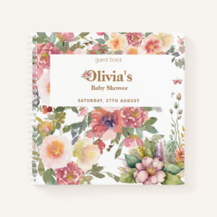 Floral Baby Girl Shower Party Livre d'invité