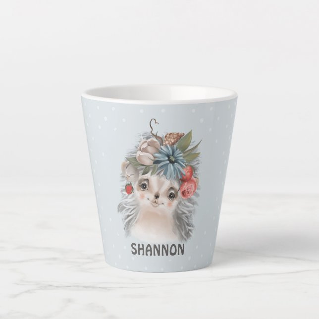Floral Baby Igel Latte Tasse (Vorderseite)