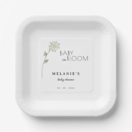 Floral Baby in Bloom Baby Shower Pappteller
