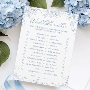 Floral Baby shower Bleu Plairait Elle Plutôt Carte