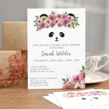 Floral Baby Shower Panda Bärenthema Niedliches Mäd