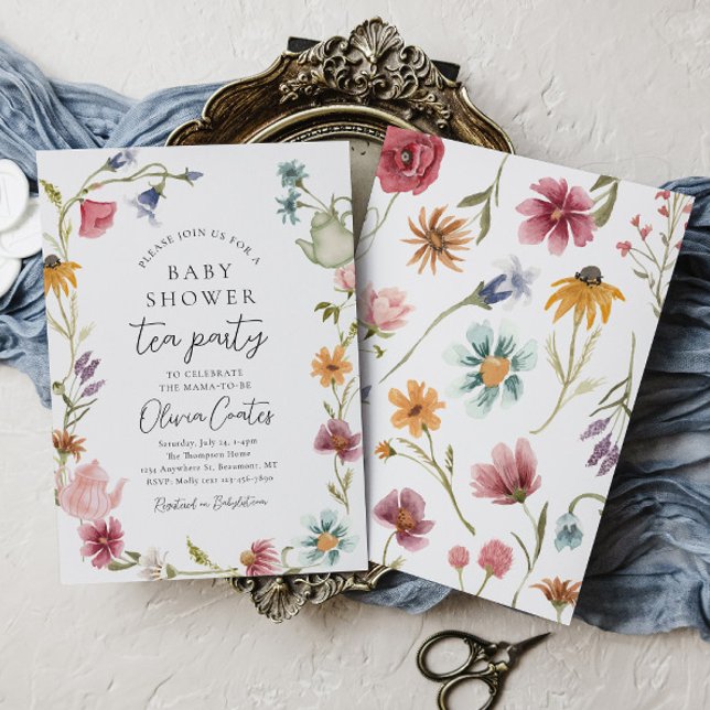 Floral Baby Shower Tee Party Einladung (Von Creator hochgeladen)