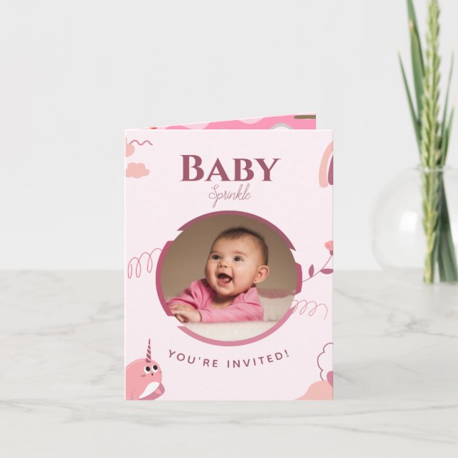 Floral Baby Sprinkle individuelle Einladung (Vorderseite)
