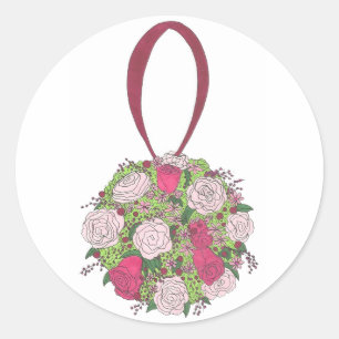 Floral Ball Bouquet Rose Blume Hochzeitsticker Runder Aufkleber