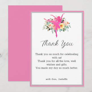 Floral Ballerina Dancer Geburtstag Danke Karte