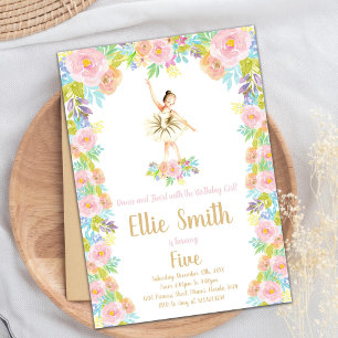 Floral Ballerina Geburtstagseinladung Einladung