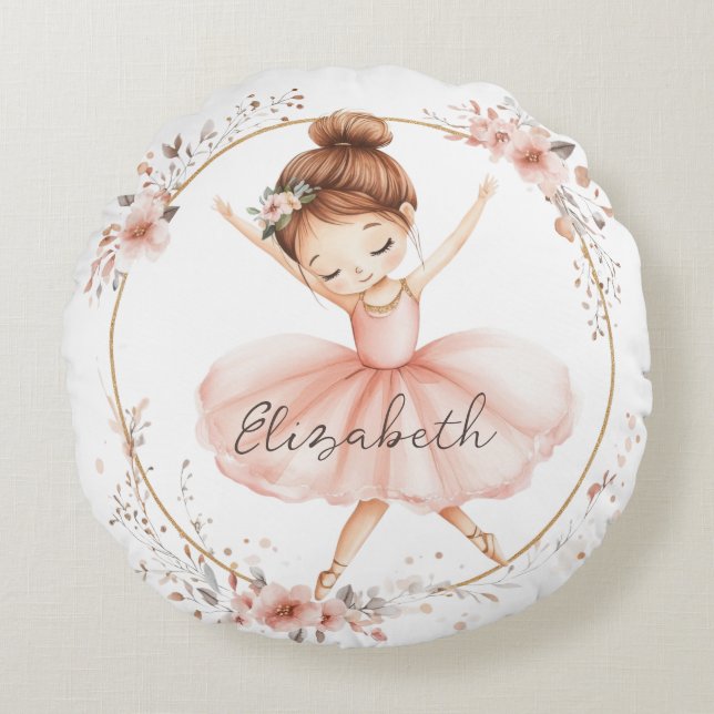 Floral Ballerina Rundes Kissen (Vorderseite)