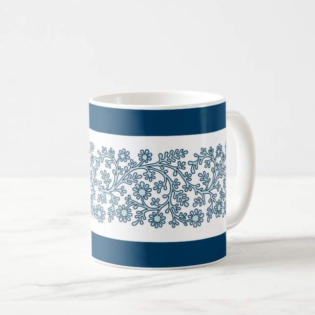 Floral Band, Blue Coffee Mug (Devant droit)