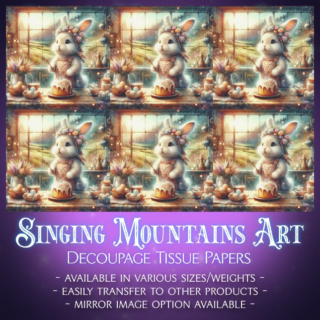 Floral Bauernhof Küche Ostern Bunny Decoupage Seidenpapier (Von Creator hochgeladen)