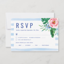Floral Beach Tropical Luau Meal Choice Hochzeit RSVP Karte