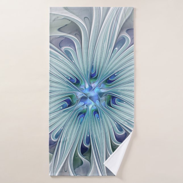 Floral Beauty Abstract Modern Blue Pastel Flower Badehandtuch (Badehandtuch)
