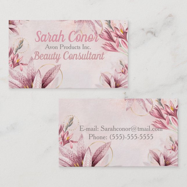 Floral Beauty Consultant Carte de visite (Devant / Derrière)