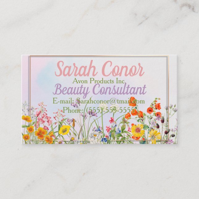 Floral Beauty Consultant Carte de visite (Devant)