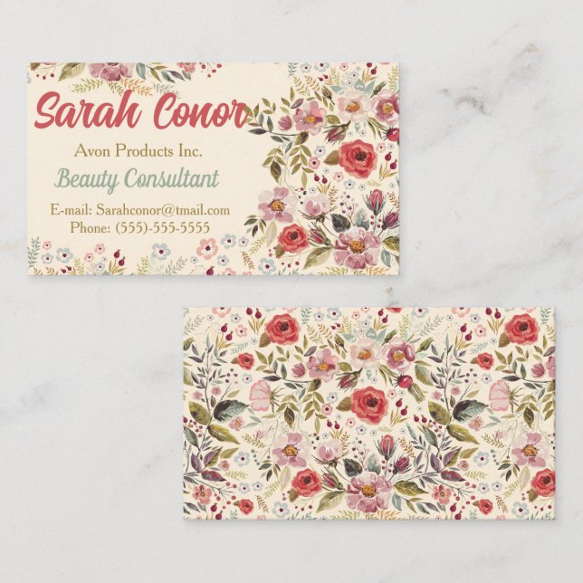 Floral Beauty Consultant Visitenkarte (Vorne/Hinten)