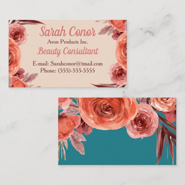 Floral Beauty Consultant Visitenkarte (Vorne/Hinten)