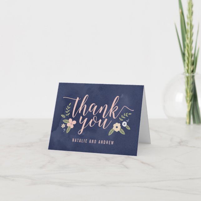 Floral Beauty Editable Farbe Danke Karte (Vorderseite)