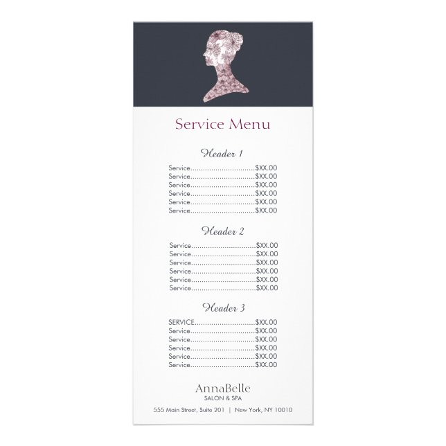 Floral Beauty Face Salon Prix Menu (Devant)