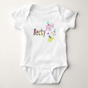 Floral Becky Name Logo, Baby Bodysuit Strampler