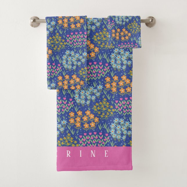 Floral Bed Blue Badhandtuch Set (Insitu)