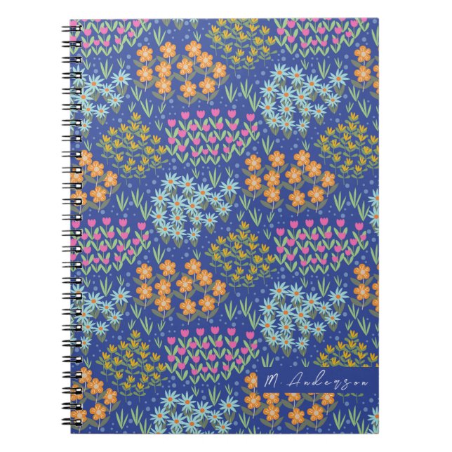 Floral Bed Blue Notizblock (Vorderseite)