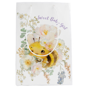 Floral Bee Medium Geschenktasche Mittlere Geschenktüte