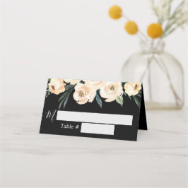 Floral Beige Black Wedding Platzkarte