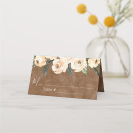 Floral Beige Brown Wedding Platzkarte