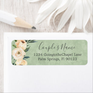 Floral Beige Green Wedding Rücksendeadresse