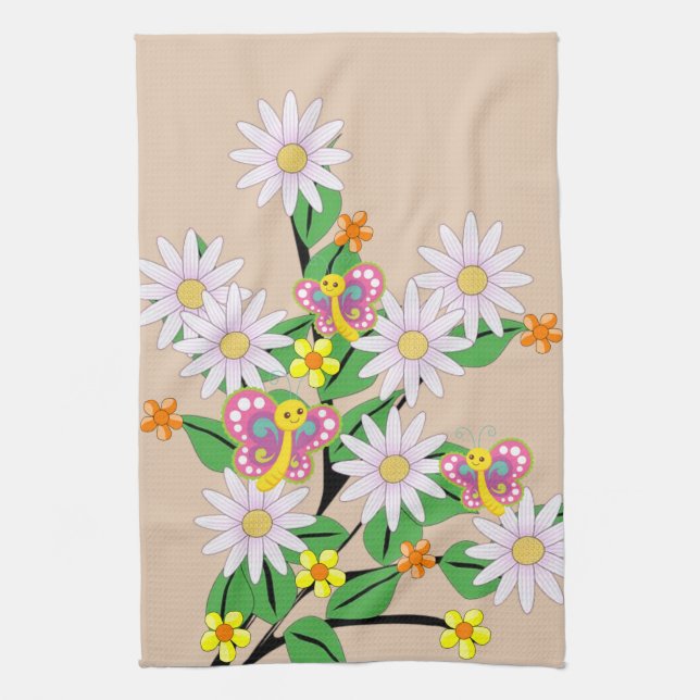 Floral Beige Küche Handtuch (Vertikal)