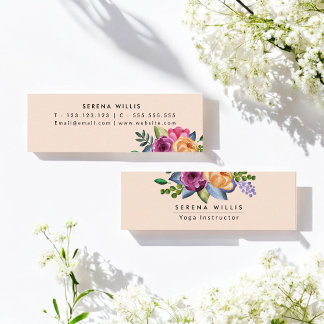 Floral Beige Make-up Artist Mini Visitenkarte
