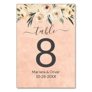 Floral Beige PEach Tischnummer
