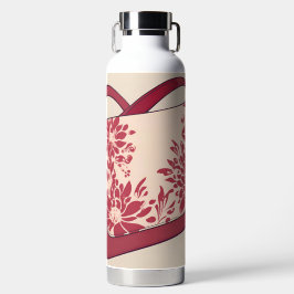 Floral Beige & Red AI art Trinkflasche