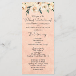 Floral Beige Rose Programme de mariage