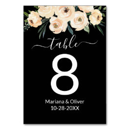 Floral Beige Schwarze Tischnummer