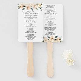 Floral Beige Wedding Program Fächer