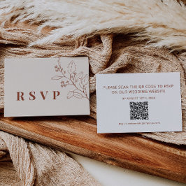 Floral Beige Wedding RSVP QR Code Card Mitteilungskarte