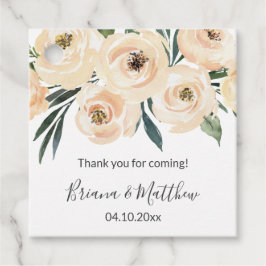 Floral Beige weiße Gastgeschenk Hochzeit Tags Geschenkanhänger