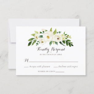 Floral Beige Weiße Vegetation Elegantes Wappen UAW Einladung